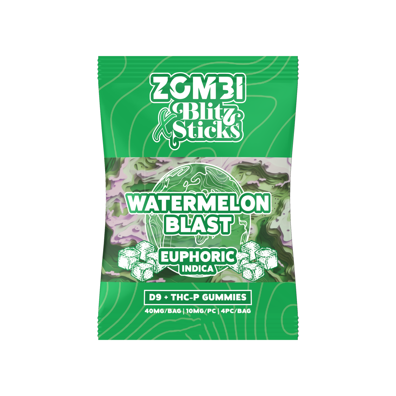 Zombi Cherry Blitz Watermelon Sticks 4pk Gummies